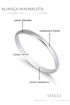 Aliança Minimalista 1,5MM de Namoro - PRATA 925 - STUCCI | Acessórios em Prata 925