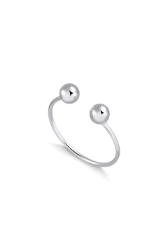 Anel de prata 925 modelo falange Dots, com design minimalista e duas esferas nas extremidades.