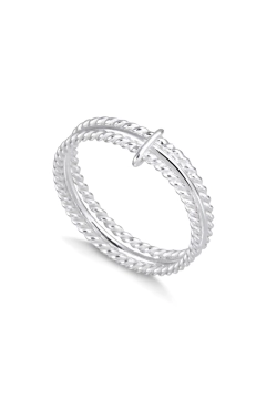 Anel de Prata Triplo Unique com design torcido e acabamento liso