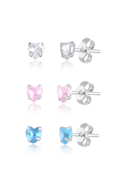 Brinco de Prata Coração Cute TRIO