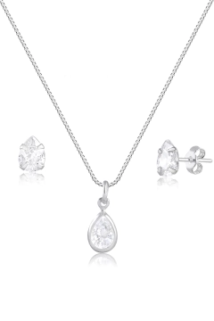 Conjunto de Prata Ponto de Luz Gota Cristal - comprar online