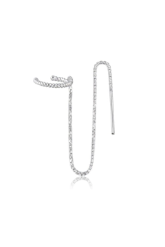 Brinco de prata 925 fake com corrente veneziana, modelo moderno e minimalista, ideal para quem busca estilo sem perfuração.