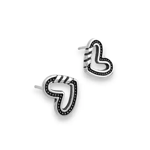 Brinco Coração Cordinha Inclinado - Prata 925 - comprar online