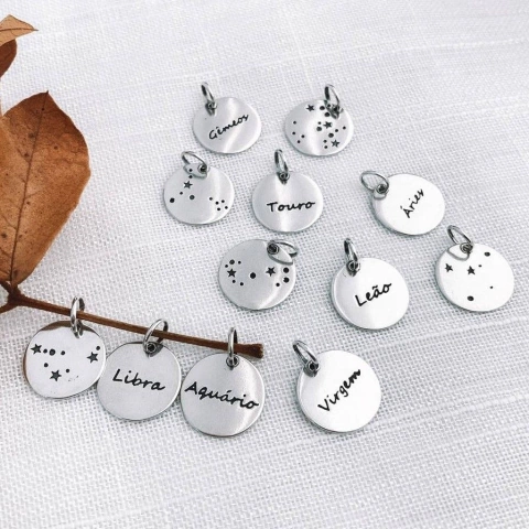 Pingente Medalha Signos Constelação Prata 925