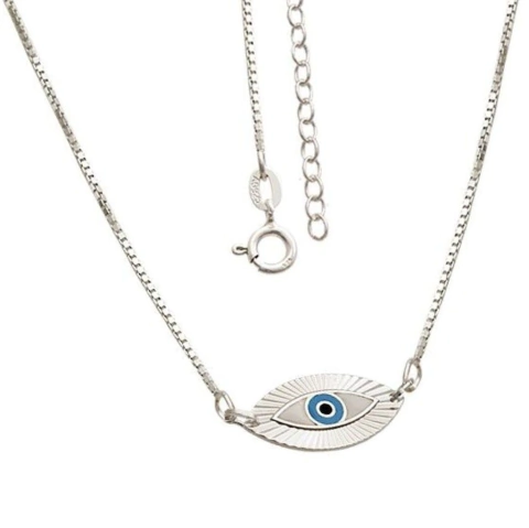 Colar Mystic Olho Grego Navete - Prata 925