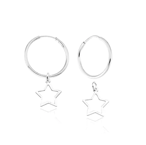 Argola Estrela Vazada Média - Prata 925