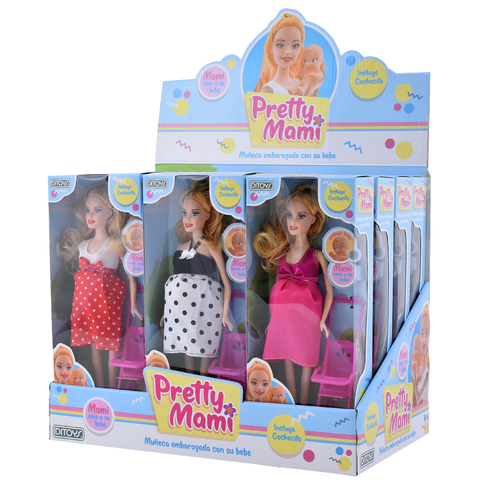 Muñeca "Pretty Mami" con bebé y accesorios - Ditoys