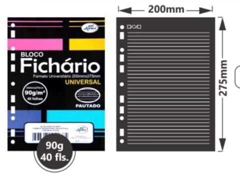 Refil Universitário Preto c/ Pauta - Merci