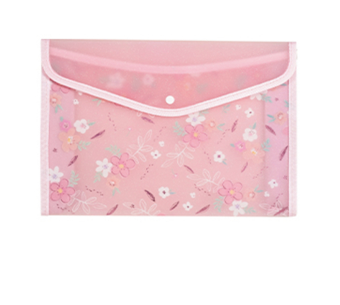 Pasta Botão Love Flowers A4 Rosa - Molin