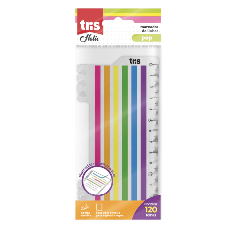 Marcador Adesivo Holic Pop com Régua - Tris