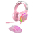 ST-4201 // COMBO GAMER AURICULARES Y MOUSE LUCES LED KIT NOGA COLOR ROSA RGB