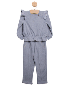 Conjunto com Blusa Manga Longa Bordada Pérolas - comprar online