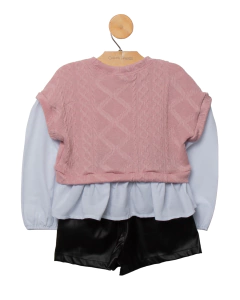 Conjunto de Pulover com Falsa Camisa na internet