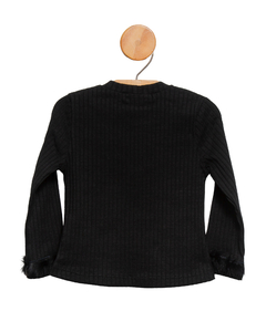 Blusa avulsa em malha canelada com pelinho nas mangas - comprar online