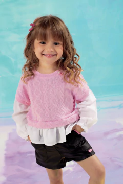 Conjunto de Pulover com Falsa Camisa