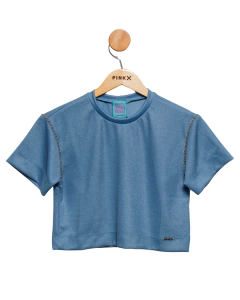 Blusa avulsa em malha brilho com bordado de corrente - comprar online