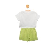 Conjunto com Cropped Bordado Corações e Short com Faixa - comprar online