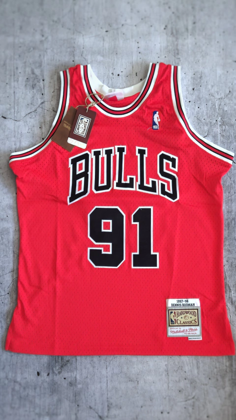 [Camiseta Importada] RETRO Chicago Bulls 91 Rodman roja