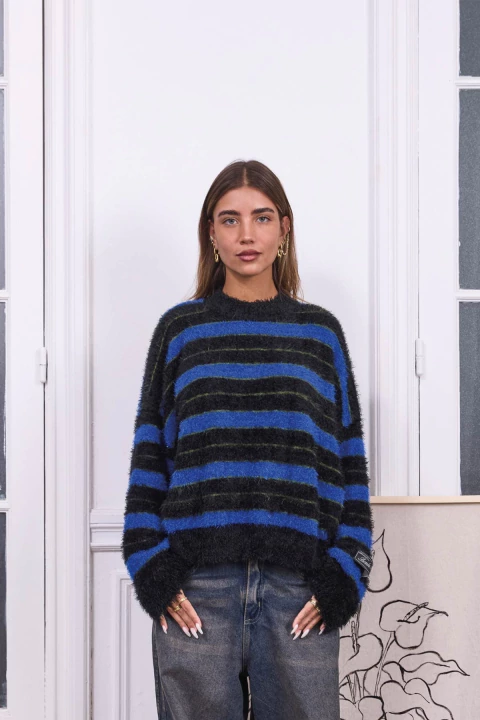 SWEATER STRIPES NEGRO - COZY - comprar online