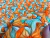 Crepe Fourway Estampado 3D Floral Flow Laranja - 95% Poliéster 5% Elastano - 1,47 Metros de Largura - 74g/m² - comprar online
