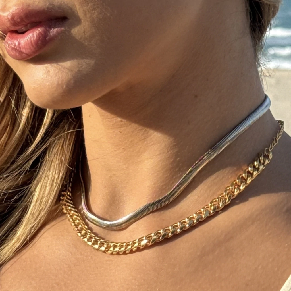 Colar Malha Slim + Colar Zarja