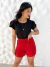 Short Feminino Eduarda Tecido Duna com Elastico na Cintura