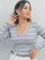 Blusa Feminina Lua Manga Longa Estampa Listrada Tecido Canelado