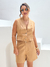 Conjunto Feminino Eduarda Colete e Short Bege Frente 1