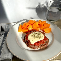 Hamburguesa de carne con calabaza