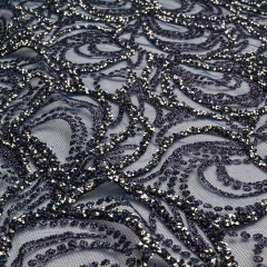 TUL BORDADO CON GLITER AZUL MARINO - comprar online