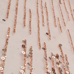 Imagen de TUL BORDADO LENTEJUELAS ROSA GOLD