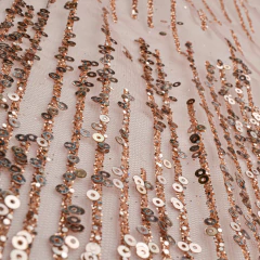 TUL BORDADO LENTEJUELAS ROSA GOLD - Crisa Telas