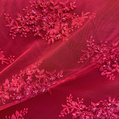 Encaje Bordado con Brillos FUCSIA