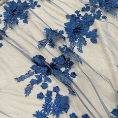 TUL BORDADO BORDADO 3D AZUL - comprar online