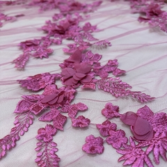 TUL BORDADO BORDADO 3D ROSA