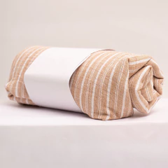 Combo Lino Rayas beige 1.50 m + molde pantalón pijamero - Crisa Telas