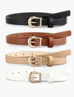 Cinto Feminino Bela de Couro Ecológico com Fivela Dourada Plus Size - Bela 125cm