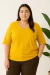 Camiseta Feminina Decote V Mostarda | T-shirt de Algodão Plus size