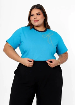 T-shirt Laço Strass Bicolor | Plus Size Luxo