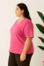 Camiseta Feminina Decote V Rosa | T-shirt de Algodão Plus size - comprar online