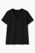 Camiseta Feminina Decote V Preto | T-shirt de Algodão Plus size - Panda T-shirt Moda Feminina Plus Size