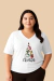 Camiseta Árvore Natal Feminina Decote V | T-shirt de Algodão Plus size - comprar online