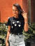 Camiseta Feminina Linhas corações - Preto | T-shirt de Algodão Plus size - loja online