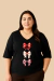Camiseta Laços Natal Feminina Decote V | T-shirt de Algodão Plus size - comprar online