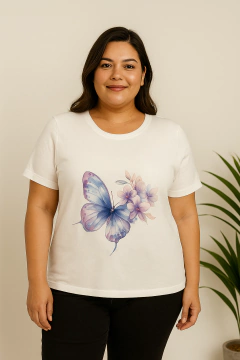 Camiseta Feminina Borboleta | T-shirt de Algodão Plus size