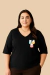 T-shirt Estampada Gatinhos Decote V | Camiseta Feminina Plus Size de Algodão - Panda T-shirt Moda Feminina Plus Size