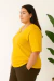 Camiseta Feminina Decote V Mostarda | T-shirt de Algodão Plus size - comprar online