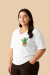 T-shirt Estampada Cactus Decote V | Camiseta Feminina Plus Size de Algodão na internet