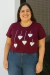 Camiseta Feminina Linhas corações - Açaí | T-shirt de Algodão Plus size - comprar online
