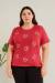Camiseta Feminina Coração Vazado Magenta | T-shirt de Algodão Plus size